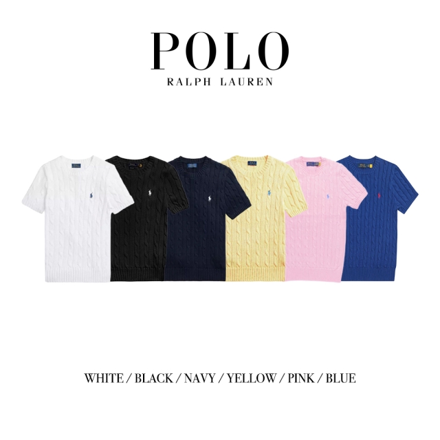 [ 🐎POLO ] 폴로 여성 코튼 꽈배기 반팔 스웨터