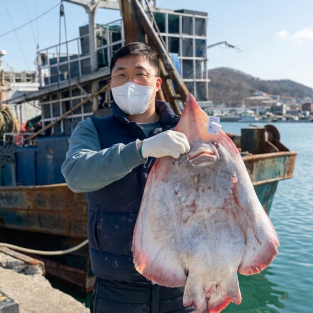 최상급 국산 목포 흑산도 홍어 삭힌 저온 숙성 회 애 삼합 산지직송