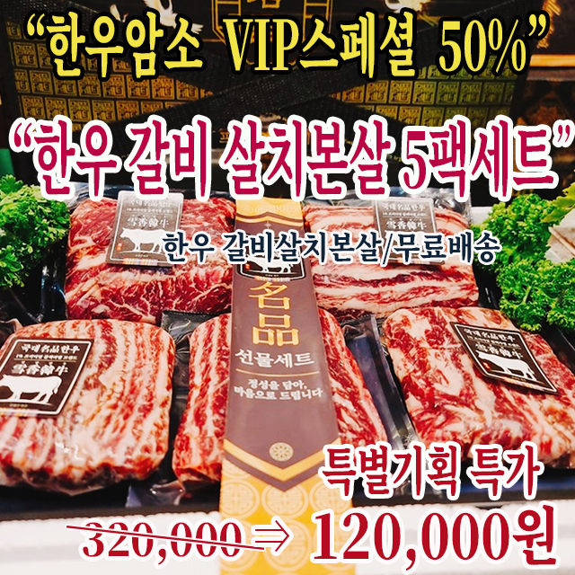  VIP스페셜/명품품질! 한우 갈비살치본살+ 늑간살 5팩 선물세트
