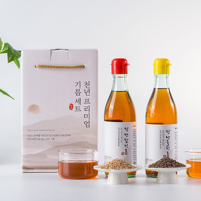 [무료배송] 특등급만 사용한 100% 저온압착 천년참기름 천년들기름 [선물세트]