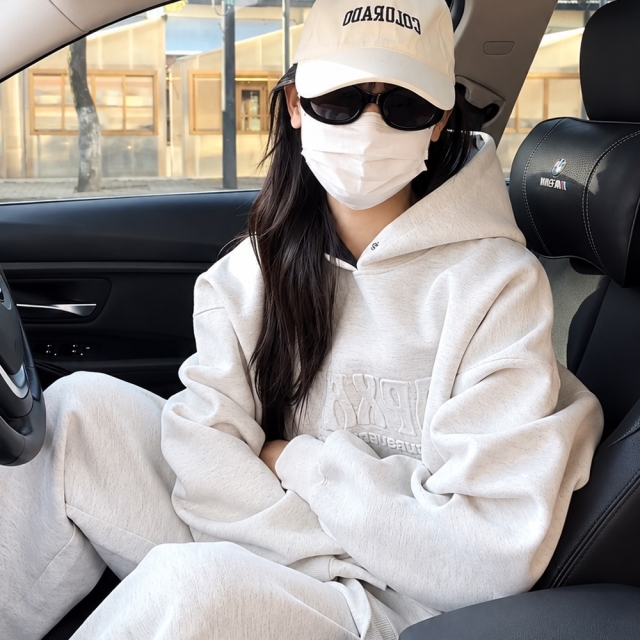 데일리 오버핏 엠보 후드