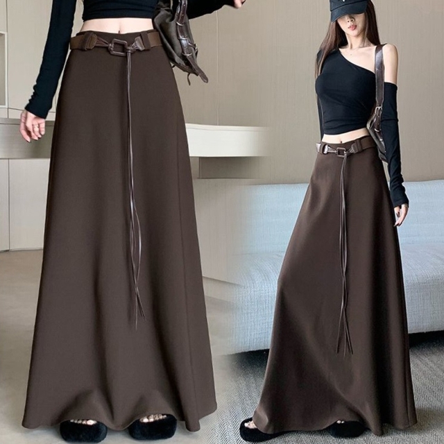 롱레그 랩라인 롱스커트