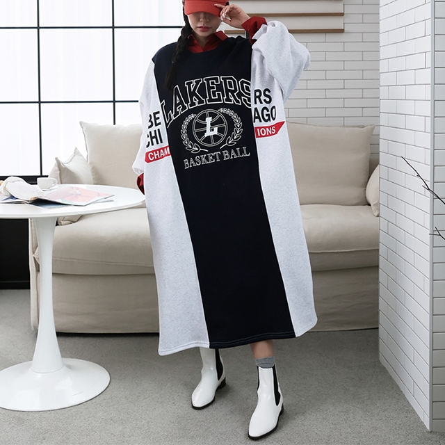 레이 롱후드 기모원피스