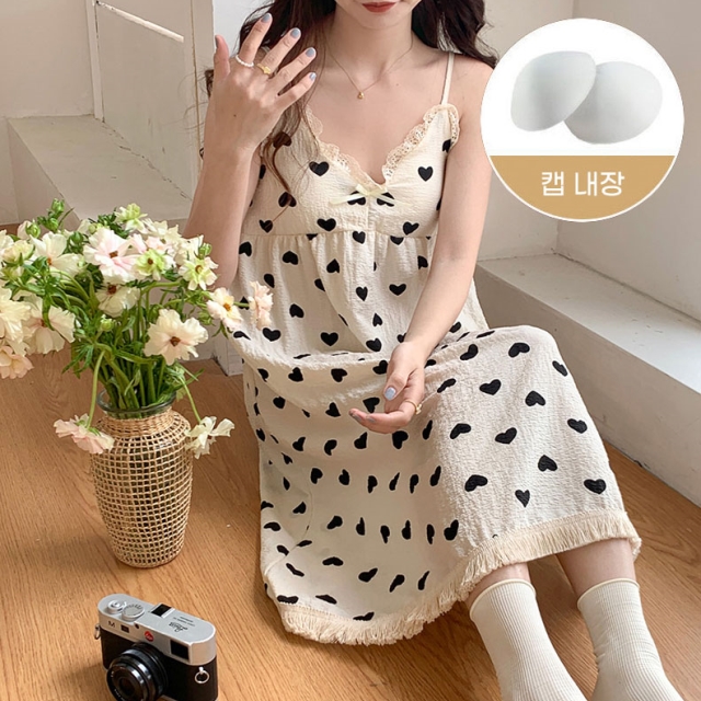 (시원한 요루면 소재!) 캡내장 레이스 나시 홈웨어
