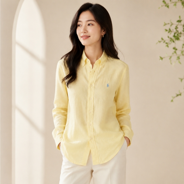 폴로 여성 긴팔 린넨셔츠